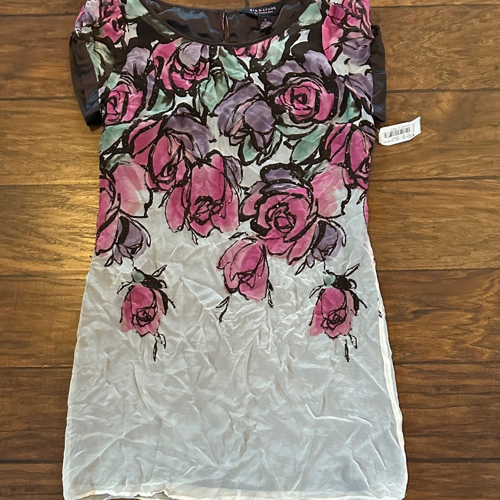 Floral Print  100% silk dress size 12